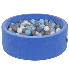 KiddyMoon Мягкая яма для мячей круглая 90X30см/300 мячей, пенопластовый бархатный бассейн для детских игр, сделано в ЕС, голубой:голубой/светло-розовый/жемчужный цена и информация | Игрушки для малышей | pigu.lt