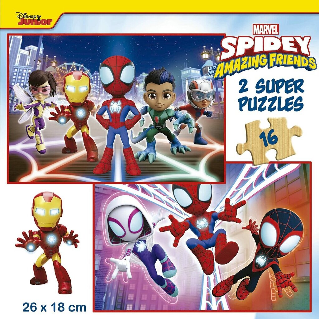 2 dėlionių rinkinys Spidey & His Amazing Friends, 16 Dal kaina ir informacija | Dėlionės (puzzle) | pigu.lt