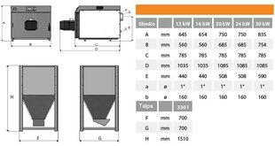 Katilas su kuro talpos bunkeriu SlimKo Plus 12kW цена и информация | Отопительные котлы и аккумуляторные баки | pigu.lt