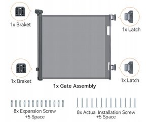 Apsauginiai varteliai su automatiniu užraktu, grey цена и информация | Товары для безопасности детей дома | pigu.lt