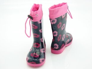 Guminiai batai mergaitėms Wojtylko, juodi/rožiniai цена и информация | Резиновые сапоги детские | pigu.lt