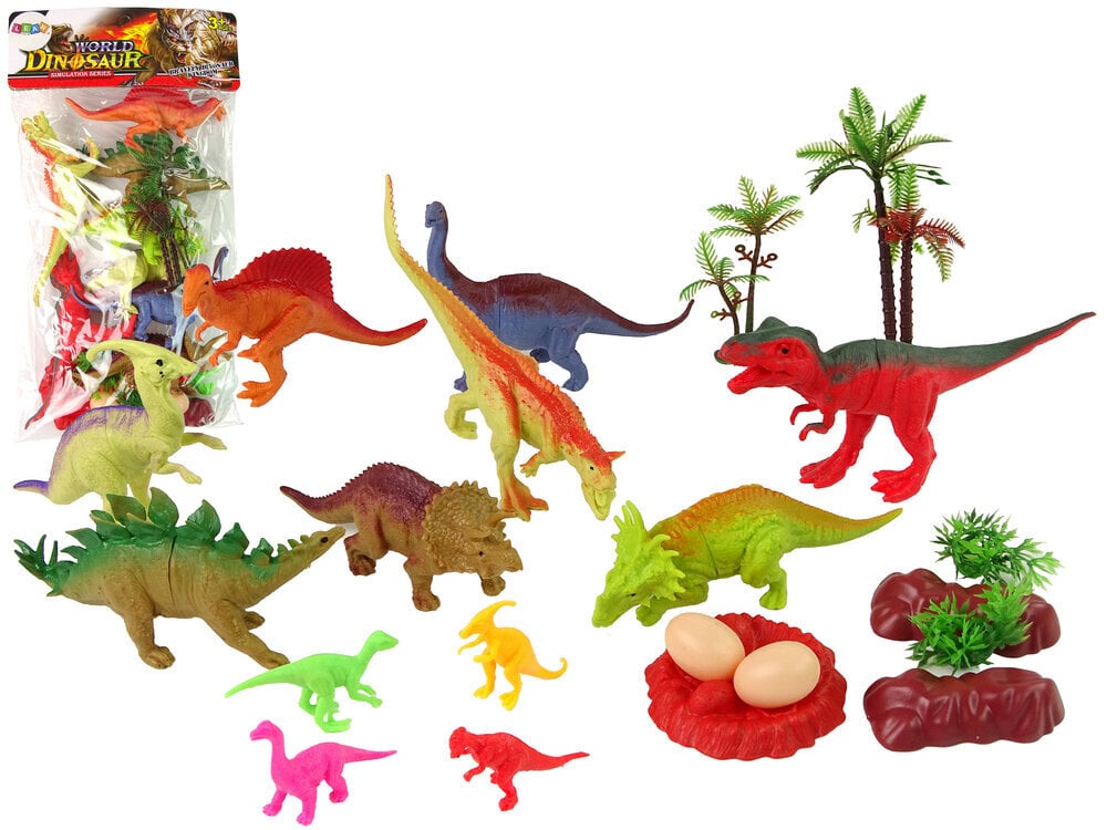 Figūrėlių rinkinys Dinozaurai su priedais LeanToys, 21 vnt. kaina ir informacija | Žaislai berniukams | pigu.lt