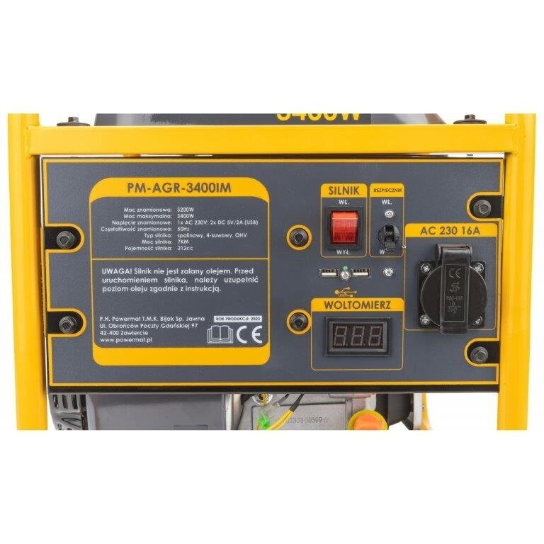 Inverterinis elektros generatorius Powermat 3400W kaina ir informacija | Elektros generatoriai | pigu.lt