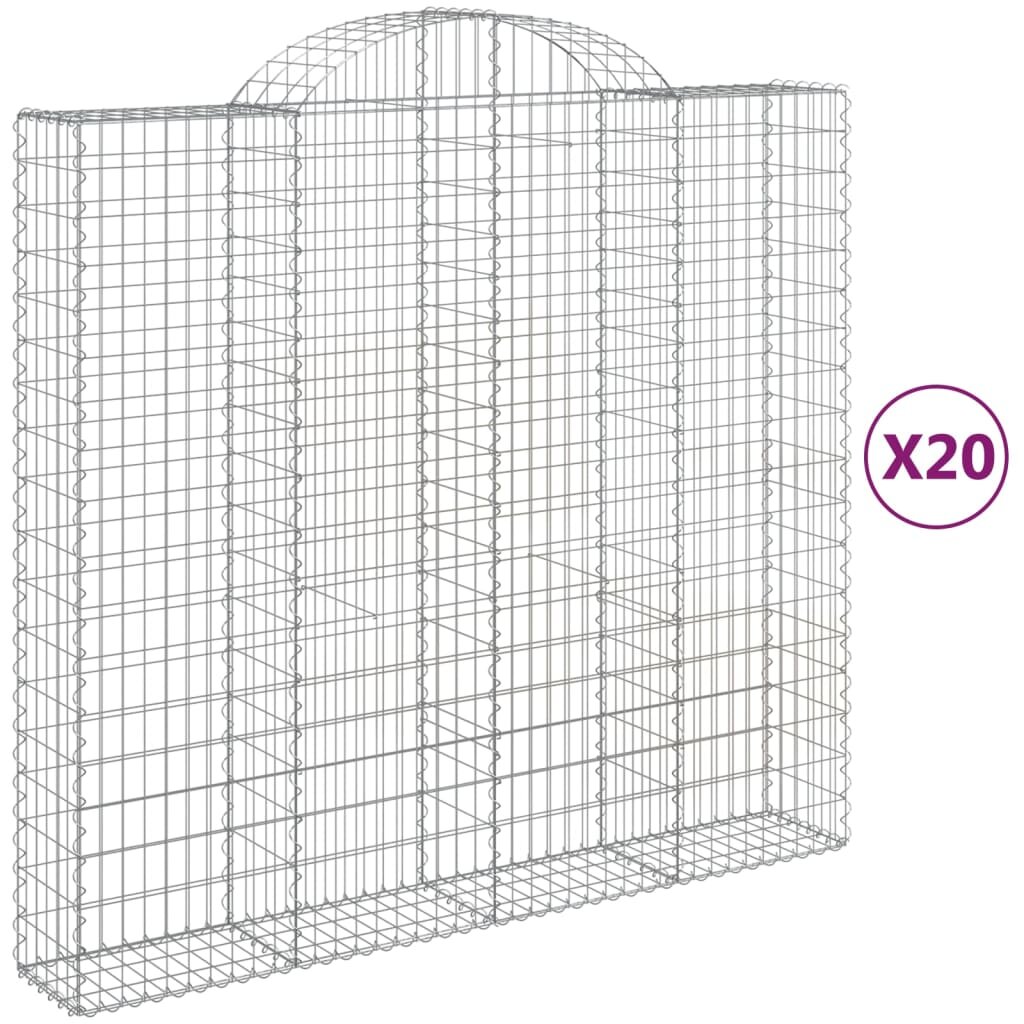 Vidaxl išlenkti gabiono krepšiai, 20 vnt., 200x50x180/200cm, geležis цена и информация | Tvoros ir jų priedai | pigu.lt