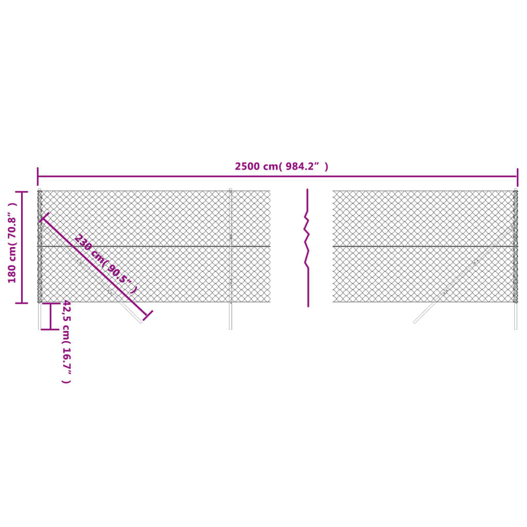 Tinklinė tvora vidaXL 1,8x25m kaina ir informacija | Tvoros ir jų priedai | pigu.lt