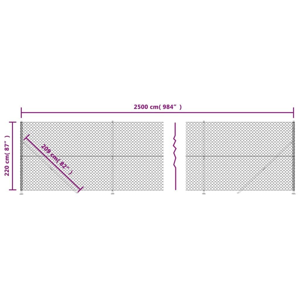 Tinklinė tvora vidaXL 2,2x25m цена и информация | Tvoros ir jų priedai | pigu.lt