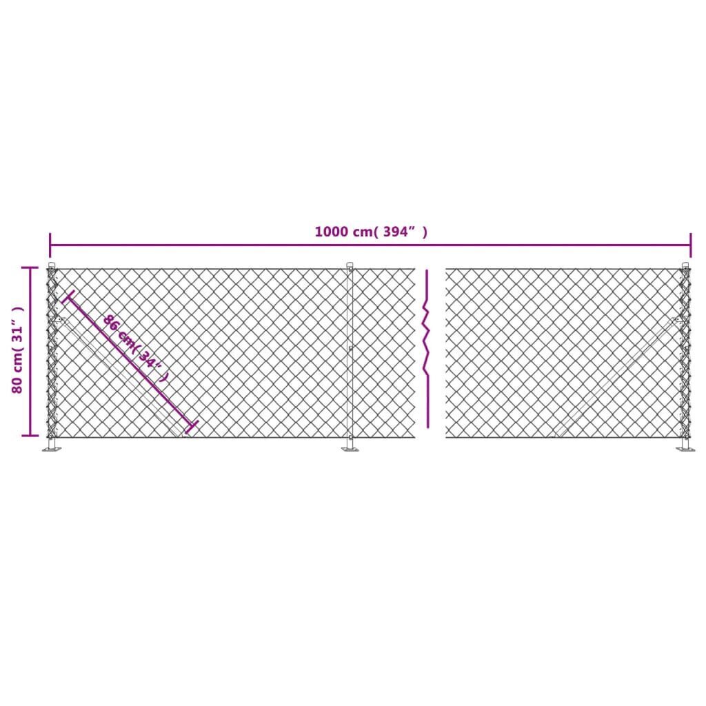 Tinklinė tvora vidaXL 0,8x10m kaina ir informacija | Tvoros ir jų priedai | pigu.lt