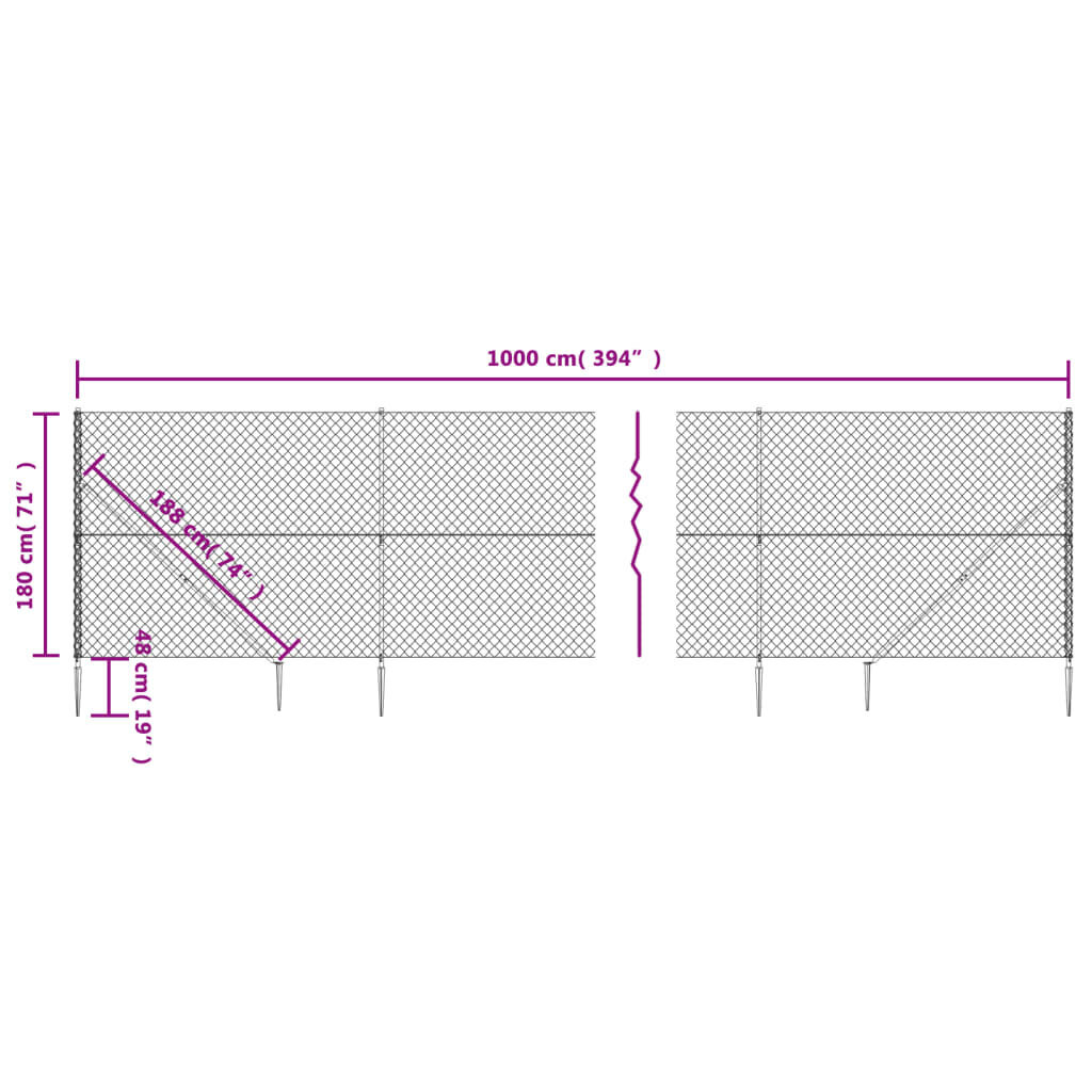 Tinklinė tvora vidaXL 1,8x10m kaina ir informacija | Tvoros ir jų priedai | pigu.lt