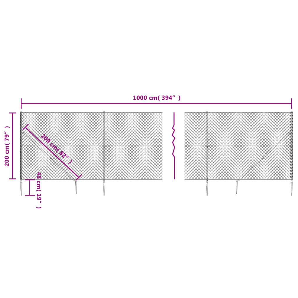 Tinklinė tvora vidaXL 2x10m kaina ir informacija | Tvoros ir jų priedai | pigu.lt