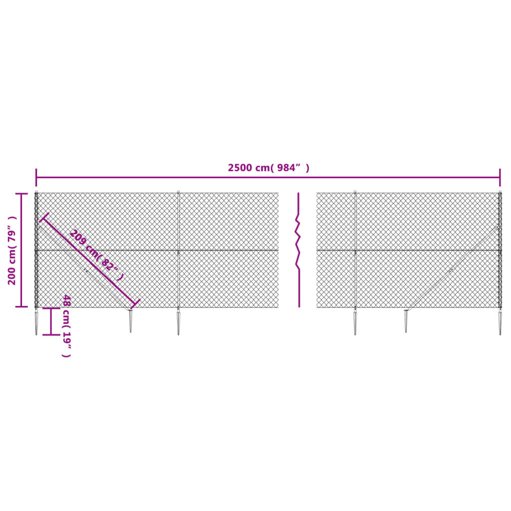 Tinklinė tvora vidaXL 2x25m kaina ir informacija | Tvoros ir jų priedai | pigu.lt