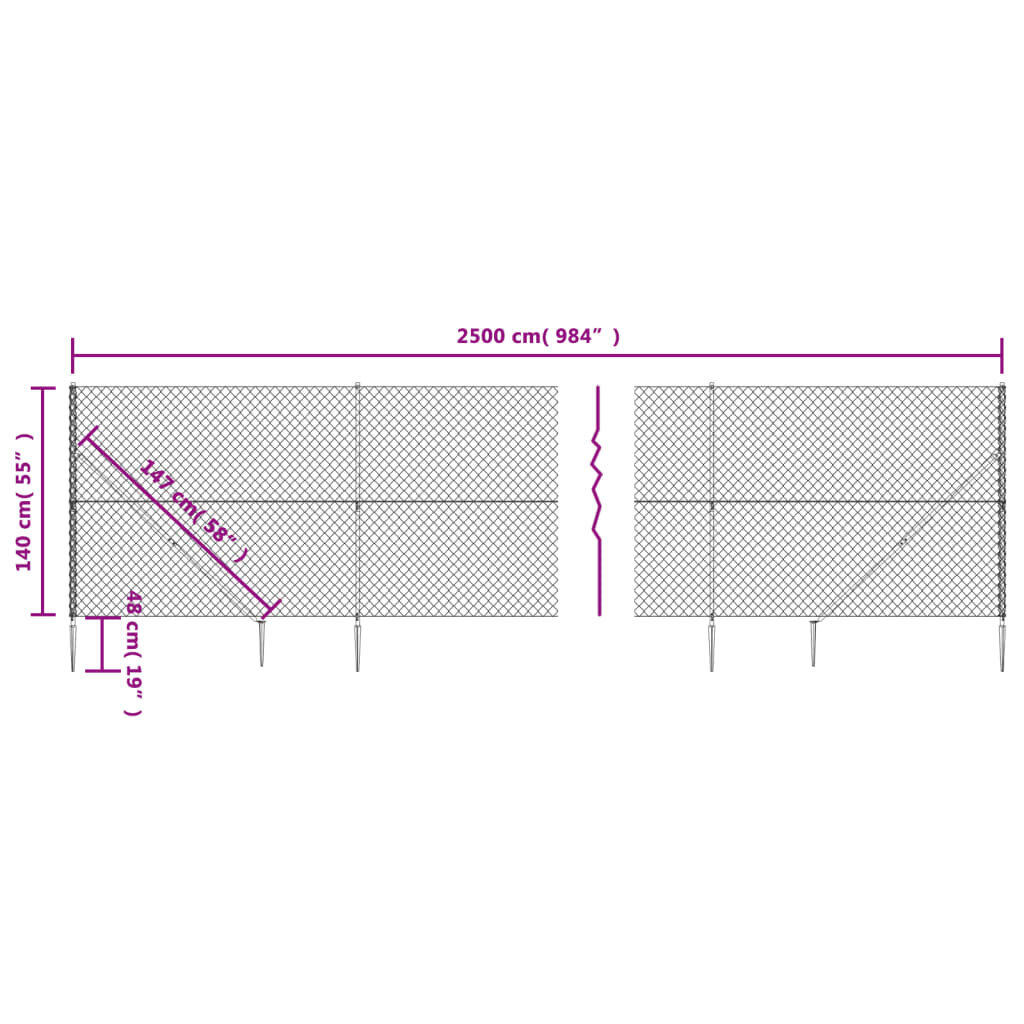 Tinklinė tvora vidaXL 1,4x25m kaina ir informacija | Tvoros ir jų priedai | pigu.lt