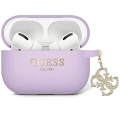 Guess GUAP2LECG4U AirPods Pro 2 cover fioletowy|purple Liquid Silicone Glitter Triangle Charm цена и информация | Аксессуары для наушников | pigu.lt