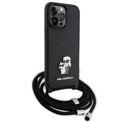 Karl Lagerfeld KLHCP13XSAKCPSK iPhone 13 Pro Max 6.7" hardcase czarny|black Crossbody Saffiano Metal Pin Karl & Choupette цена и информация | Чехлы для телефонов | pigu.lt