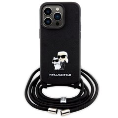 Karl Lagerfeld KLHCP14LSAKCPSK iPhone 14 Pro 6.1" hardcase czarny|black Crossbody Saffiano Metal Pin Karl & Choupette цена и информация | Чехлы для телефонов | pigu.lt
