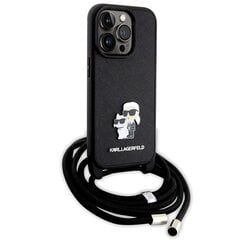 Karl Lagerfeld KLHCP14LSAKCPSK iPhone 14 Pro 6.1" hardcase czarny|black Crossbody Saffiano Metal Pin Karl & Choupette цена и информация | Чехлы для телефонов | pigu.lt