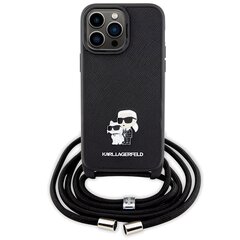 Karl Lagerfeld KLHCP14XSAKCPSK iPhone 14 Pro Max 6.7" hardcase czarny|black Crossbody Saffiano Metal Pin Karl & Choupette цена и информация | Чехлы для телефонов | pigu.lt
