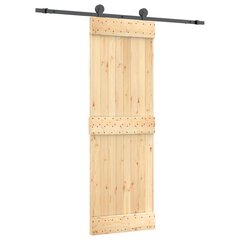 VidaXL stumdomos durys su įrangos rinkiniu, 70x210cm, pušies masyvas цена и информация | Двери со стеклом LIRA, дуб сицилия, ЭКО шпон | pigu.lt