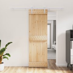 Vidaxl stumdomos durys su įrangos rinkiniu, 70x210cm, pušies masyvas цена и информация | Межкомнатные двери | pigu.lt