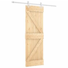 vidaXL Stumdomos durys su įrangos rinkiniu, 70x210cm, pušies masyvas цена и информация | Двери со стеклом LIRA, дуб сицилия, ЭКО шпон | pigu.lt