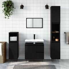 3-ių dalių vonios baldų komplektas vidaXL, juodas kaina ir informacija | Vonios komplektai | pigu.lt