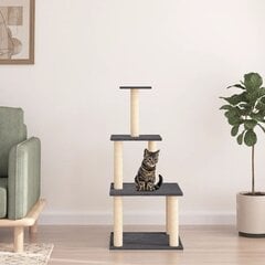 Draskyklė katėms su stovais iš sizalio vidaXL, tamsiai pilka, 111cm цена и информация | Когтеточки | pigu.lt