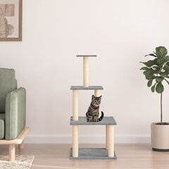 Draskyklė katėms su stovais iš sizalio vidaXL, šviesiai pilka, 111cm цена и информация | Когтеточки | pigu.lt