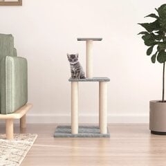 Draskyklė katėms su stovais iš sizalio vidaXL, šviesiai pilka, 85,5cm цена и информация | Когтеточки | pigu.lt