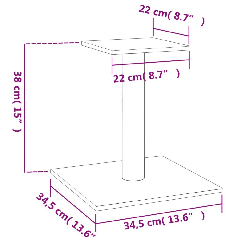 Draskyklė katėms su platforma vidaXL, smėlinė, 38cm kaina ir informacija | Draskyklės | pigu.lt