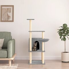 Draskyklė katėms su stovais iš sizalio vidaXL, šviesiai pilka, 132cm kaina ir informacija | Draskyklės | pigu.lt