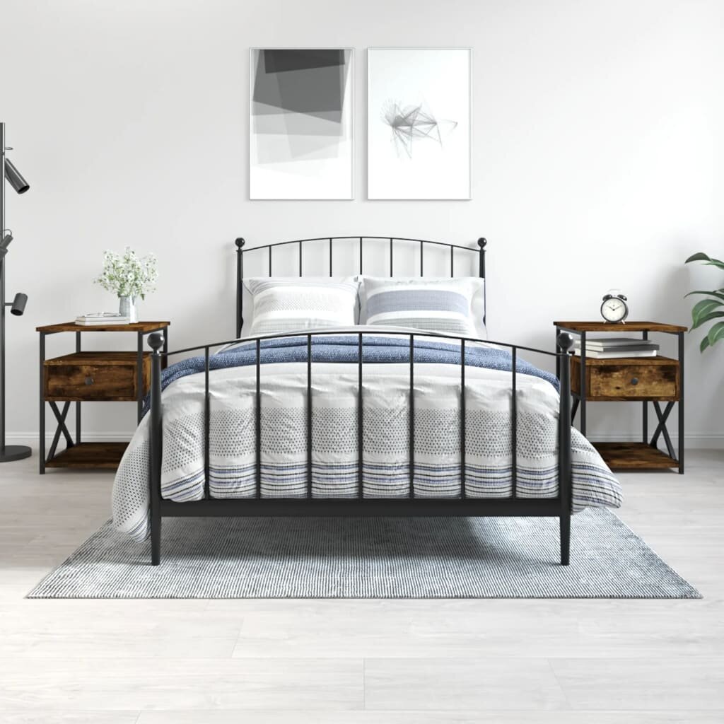 Naktinės spintelės vidaXL, 2vnt., 40x42x55 cm, rudos kaina ir informacija | Spintelės prie lovos | pigu.lt