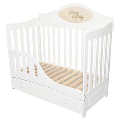 Vaikiška lovytė su stalčiumi Arus Sweet Baby 120x60 cm, balta kaina ir informacija | Kūdikių lovytės | pigu.lt