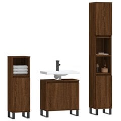 3-ių dalių vonios baldų komplektas vidaXL, rudas kaina ir informacija | Vonios komplektai | pigu.lt