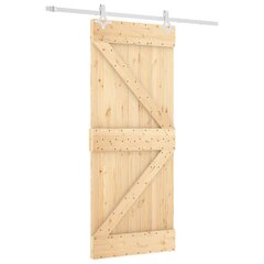 vidaXL Stumdomos durys su įrangos rinkiniu, 85x210cm, pušies masyvas цена и информация | Межкомнатные двери | pigu.lt