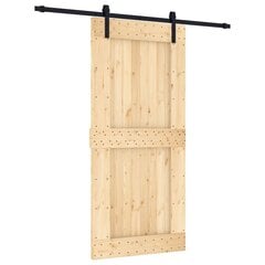 vidaXL Stumdomos durys su įrangos rinkiniu, 95x210cm, pušies masyvas цена и информация | Межкомнатные двери | pigu.lt