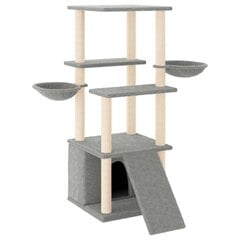 Draskyklė katėms su stovais iš sizalio vidaXL, šviesiai pilka, 133cm kaina ir informacija | Draskyklės | pigu.lt