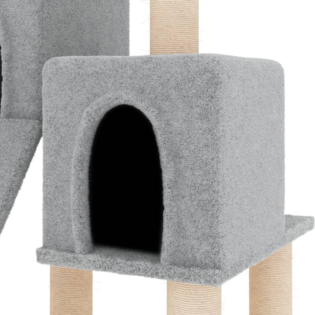 Draskyklė katėms su stovais iš sizalio vidaXL, šviesiai pilka, 82cm kaina ir informacija | Draskyklės | pigu.lt