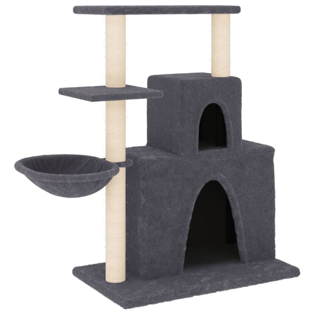 Draskyklė katėms su stovais iš sizalio vidaXL, tamsiai pilka, 83cm kaina ir informacija | Draskyklės | pigu.lt
