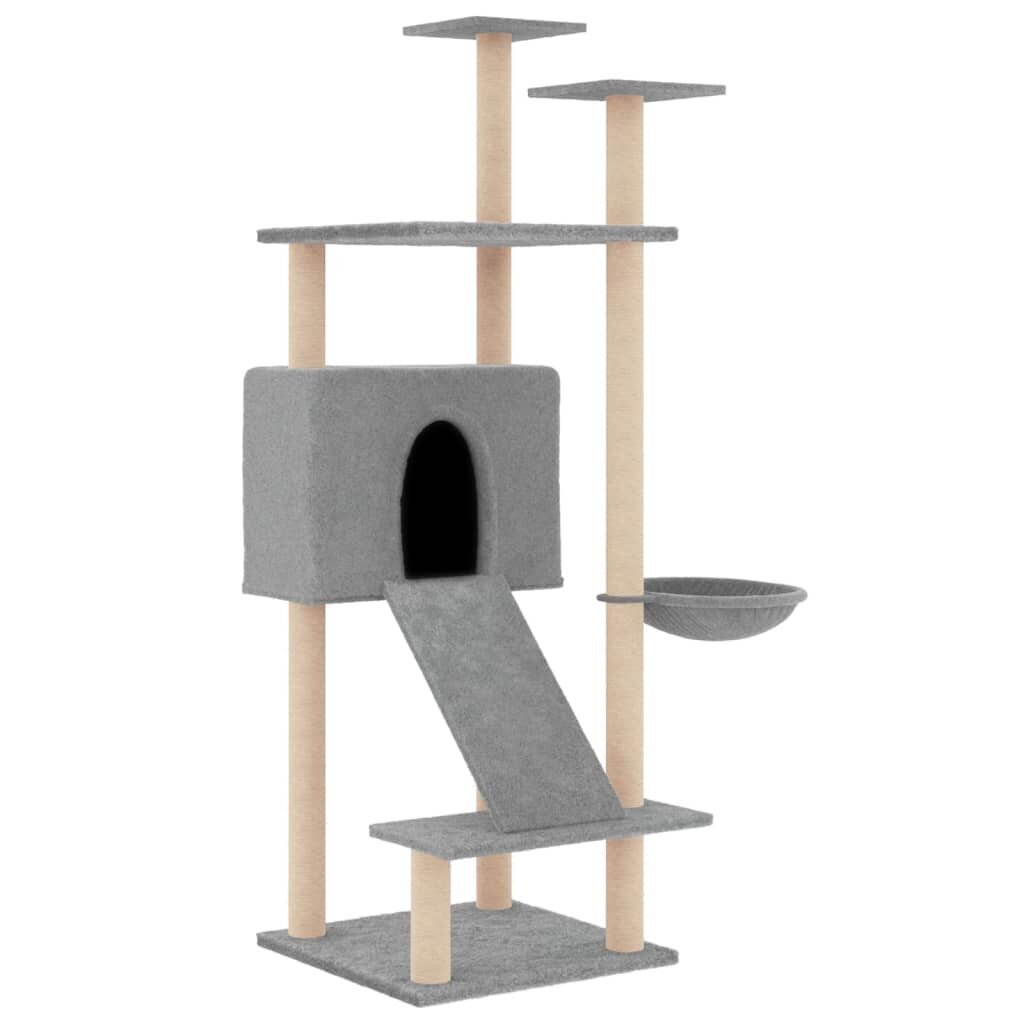 Draskyklė katėms su stovais iš sizalio vidaXL, šviesiai pilka, 153cm kaina ir informacija | Draskyklės | pigu.lt