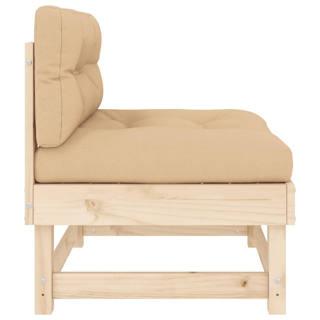 2-ių dalių vidurinių sofos dalių su pagalvėlėmis komplektas vidaXL, rudas цена и информация | Lauko kėdės, foteliai, pufai | pigu.lt
