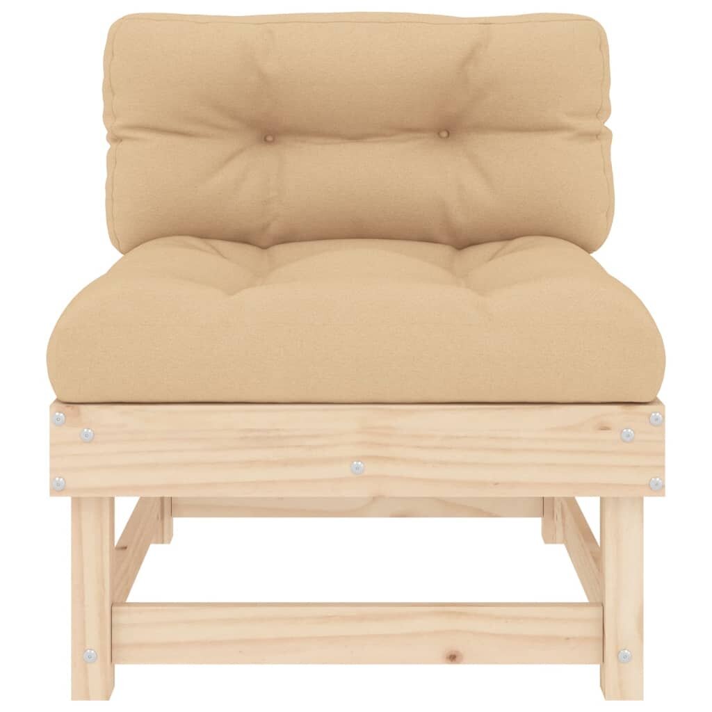 2-ių dalių vidurinių sofos dalių su pagalvėlėmis komplektas vidaXL, rudas kaina ir informacija | Lauko kėdės, foteliai, pufai | pigu.lt