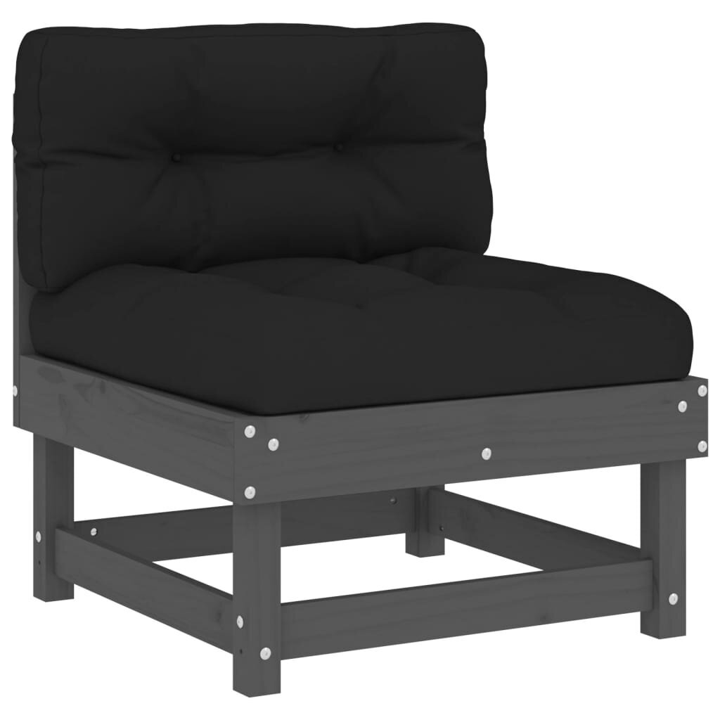 2-ių dalių vidurinių sofos dalių su pagalvėlėmis komplektas vidaXL, pilkas kaina ir informacija | Lauko kėdės, foteliai, pufai | pigu.lt