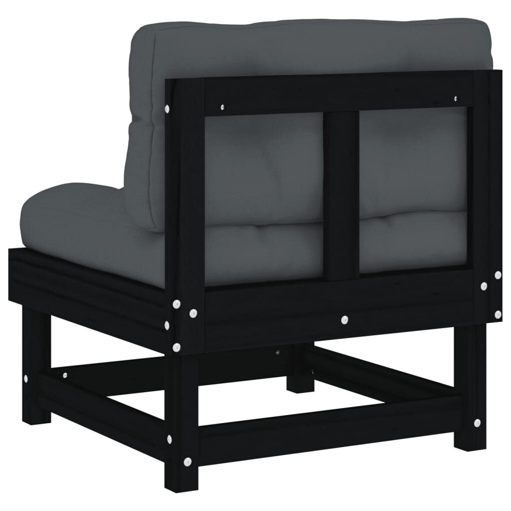 2-ių dalių vidurinių sofos dalių su pagalvėlėmis komplektas vidaXL, juodas kaina ir informacija | Lauko kėdės, foteliai, pufai | pigu.lt