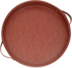 Круглый кожаный поднос Juvale, 37x5 см, коричневый цена и информация | Детали интерьера | pigu.lt