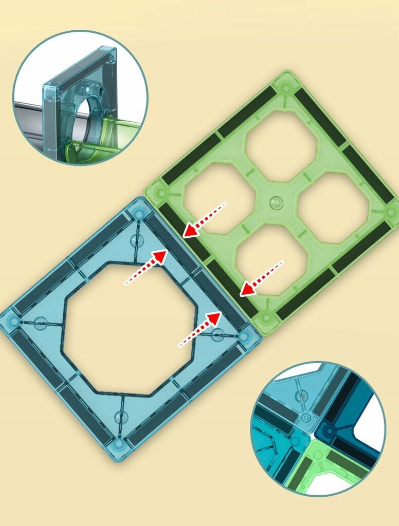 Magnetinis konstruktorius Magnetic, 100 vnt. kaina ir informacija | Konstruktoriai ir kaladėlės | pigu.lt