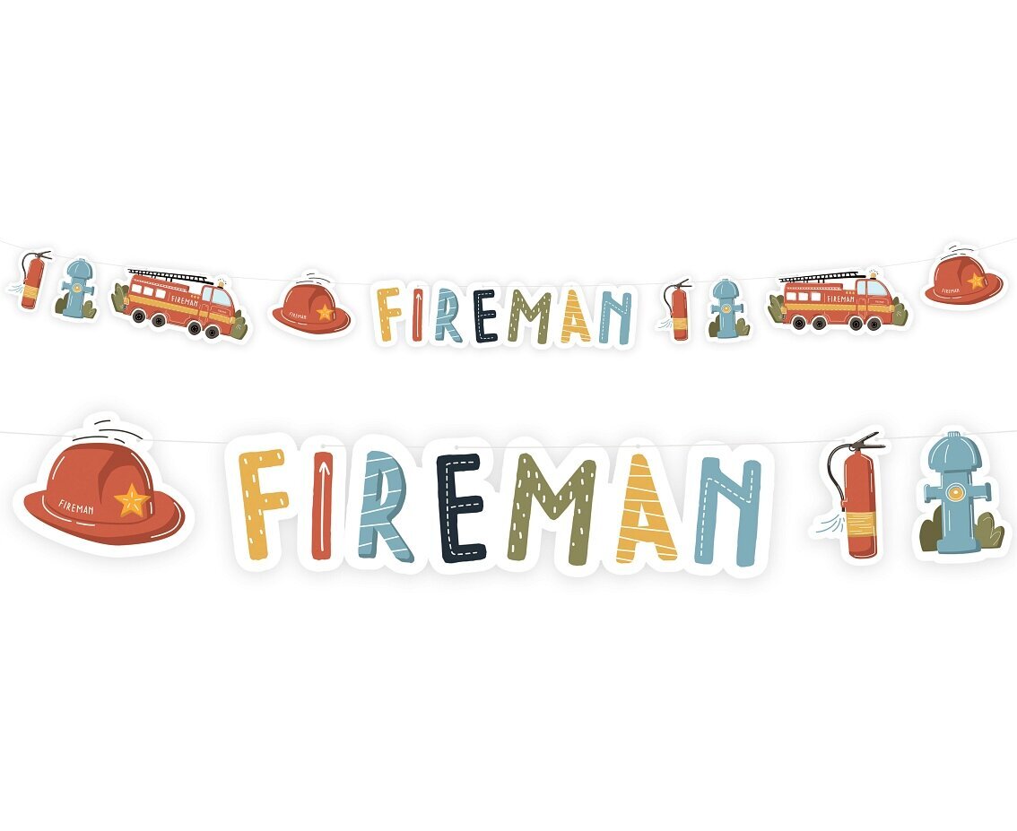 Virvelė popierinių vėliavėlių Fireman, balta kaina ir informacija | Vėliavos ir jų priedai | pigu.lt