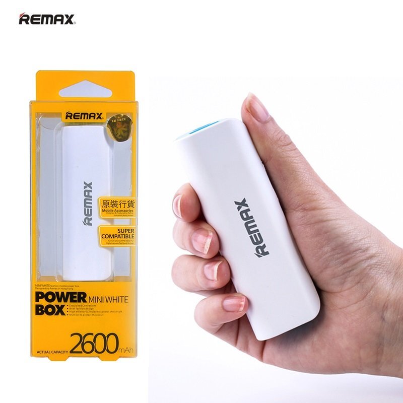 Remax Mini Tube 2600mAh Power Bank, Baltas kaina ir informacija | Atsarginiai maitinimo šaltiniai (power bank) | pigu.lt
