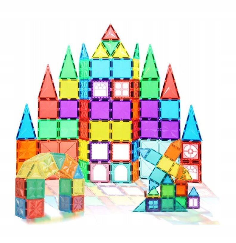 Magnetinės statybinės plokštės Magna Tiles, 130 vnt. kaina ir informacija | Konstruktoriai ir kaladėlės | pigu.lt