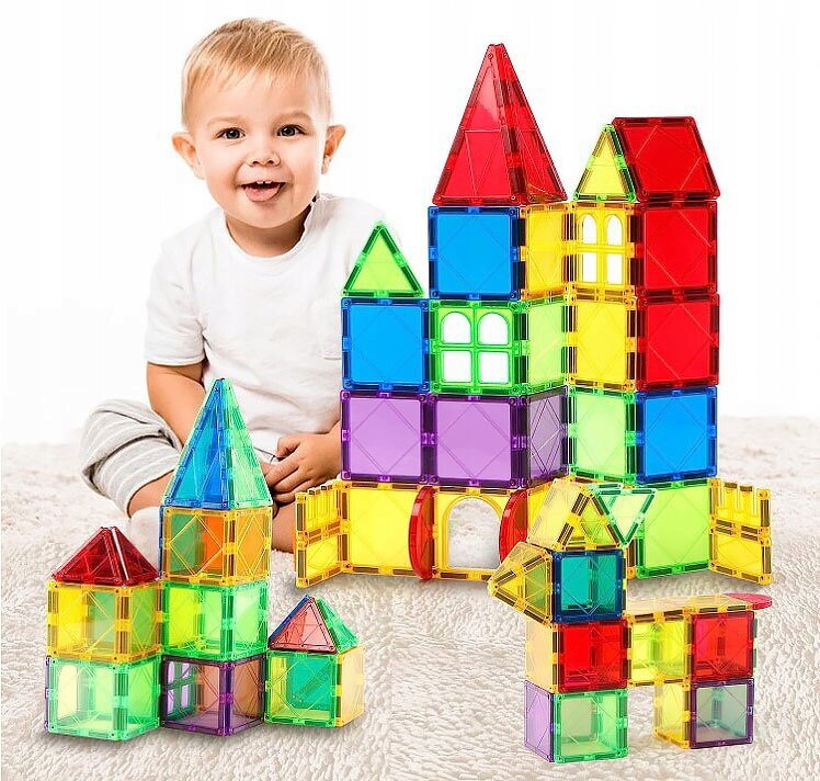 Magnetinės statybinės plokštės Magna Tiles, 130 vnt. kaina ir informacija | Konstruktoriai ir kaladėlės | pigu.lt