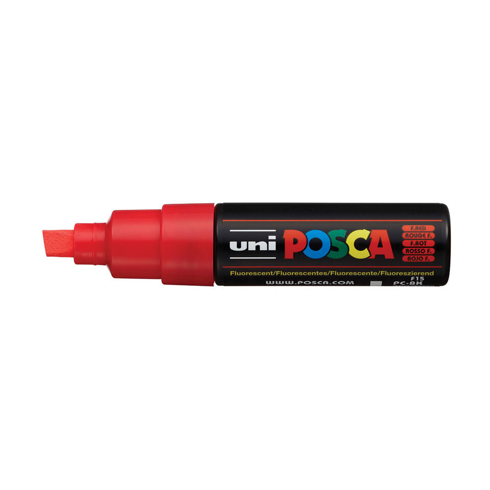 Žymeklis UNI Posca PC-8K, kirstu galu, 8 mm, fluorescencinė raudona kaina ir informacija | Rašymo priemonės | pigu.lt