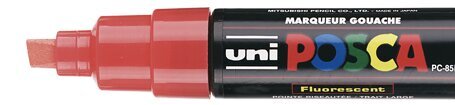 Žymeklis UNI Posca PC-8K, kirstu galu, 8 mm, fluorescencinė raudona kaina ir informacija | Rašymo priemonės | pigu.lt